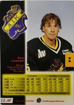 1994-95 Leaf Elit Set (Swedish) #11 Sam Lindstahl Back