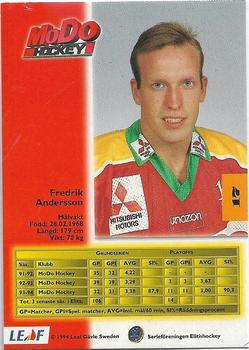 1994-95 Leaf Elit Set (Swedish) #17 Fredrik Andersson Back