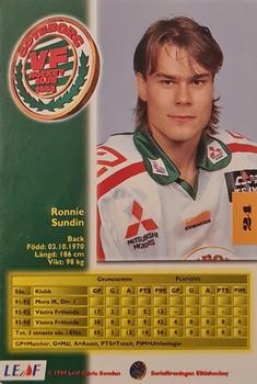 1994-95 Leaf Elit Set (Swedish) #24 Ronnie Sundin Back