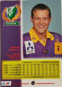 1994-95 Leaf Elit Set (Swedish) #51 Andreas Johansson Back