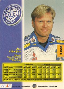 1994-95 Leaf Elit Set (Swedish) #102 Ake Lilljebjorn Back