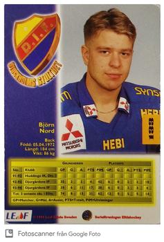 1994-95 Leaf Elit Set (Swedish) #133 Bjorn Nord Back