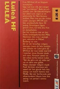 1994-95 Leaf Elit Set (Swedish) #154 Lulea HF Logo Back