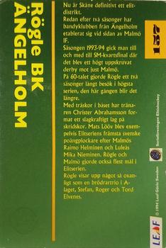 1994-95 Leaf Elit Set (Swedish) #157 Rogle BK Logo Back