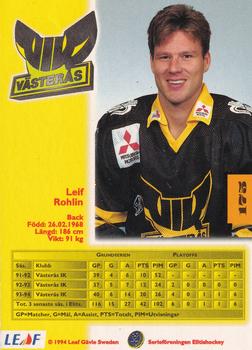 1994-95 Leaf Elit Set (Swedish) #175 Leif Rohlin Back