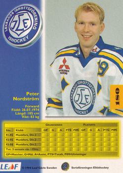 1994-95 Leaf Elit Set (Swedish) #180 Peter Nordstrom Back