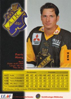 1994-95 Leaf Elit Set (Swedish) #181 Patrik Aberg Back