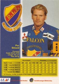 1994-95 Leaf Elit Set (Swedish) #194 Per Eklund Back