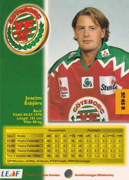 1994-95 Leaf Elit Set (Swedish) #195 Joacim Esbjors Back