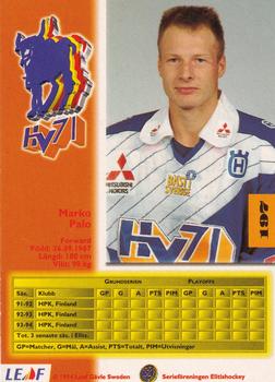 1994-95 Leaf Elit Set (Swedish) #197 Marko Palo Back