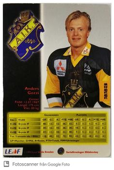 1994-95 Leaf Elit Set (Swedish) #223 Anders Gozzi Back