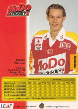 1994-95 Leaf Elit Set (Swedish) #228 Stefan Öhman Back