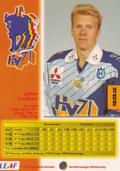 1994-95 Leaf Elit Set (Swedish) #235 Johan Lindbom Back