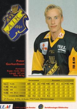 1994-95 Leaf Elit Set (Swedish) #249 Peter Gerhardsson Back