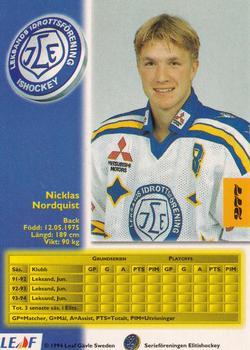 1994-95 Leaf Elit Set (Swedish) #277 Nicklas Nordqvist Back