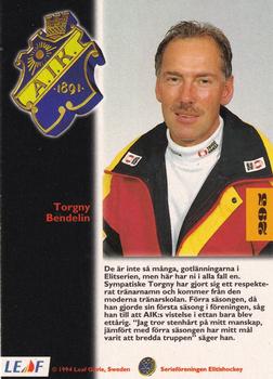 1994-95 Leaf Elit Set (Swedish) #295 Torgny Bendelin Back