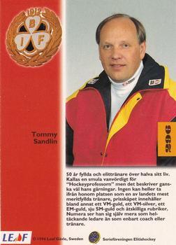 1994-95 Leaf Elit Set (Swedish) #296 Tommy Sandlin Back