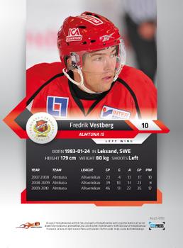 2010-11 HockeyAllsvenskan #ALLS-010 Fredrik Vestberg Back