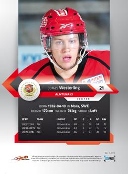 2010-11 HockeyAllsvenskan #ALLS-018 Jonas Westerling Back