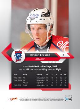 2010-11 HockeyAllsvenskan #ALLS-048 Rasmus Ericsson Back