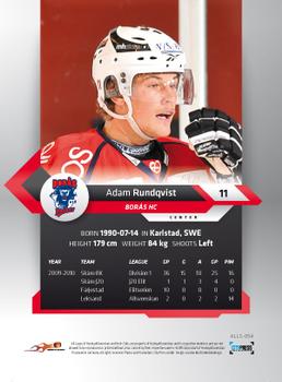 2010-11 HockeyAllsvenskan #ALLS-054 Adam Rundqvist Back