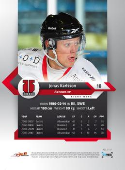 2010-11 HockeyAllsvenskan #ALLS-137 Jonas Karlsson Back