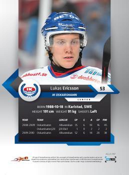 2010-11 HockeyAllsvenskan #ALLS-167 Lukas Ericsson Back