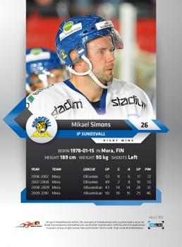 2010-11 HockeyAllsvenskan #ALLS-213 Mikael Simons Back