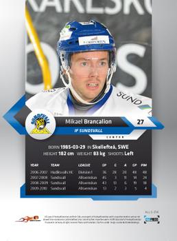 2010-11 HockeyAllsvenskan #ALLS-214 Mikael Brancalion Back