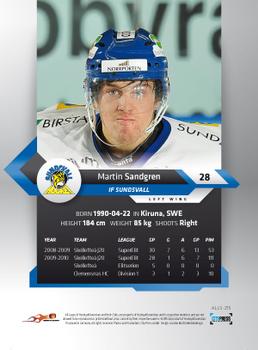 2010-11 HockeyAllsvenskan #ALLS-215 Martin Sandgren Back