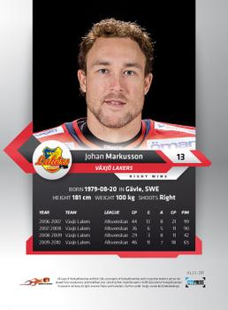 2010-11 HockeyAllsvenskan #ALLS-291 Johan Markusson Back