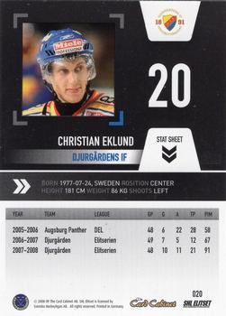 2008-09 SHL Elitset #20 Christian Eklund Back