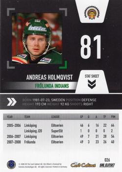 2008-09 SHL Elitset #26 Andreas Holmqvist Back