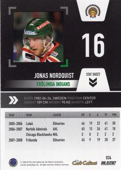 2008-09 SHL Elitset #34 Jonas Nordqvist Back