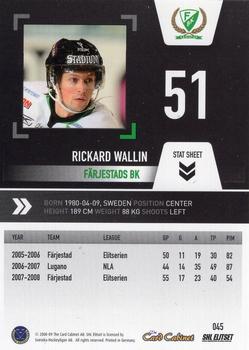 2008-09 SHL Elitset #45 Rickard Wallin Back