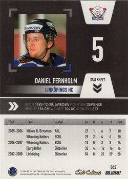2008-09 SHL Elitset #63 Daniel Fernholm Back