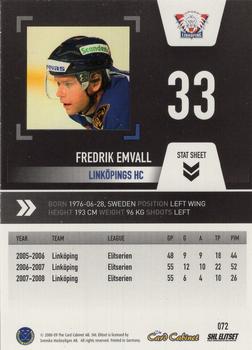 2008-09 SHL Elitset #72 Fredrik Emvall Back