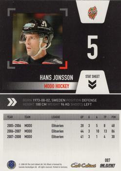 2008-09 SHL Elitset #87 Hans Jonsson Back