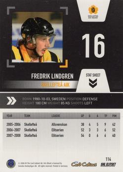2008-09 SHL Elitset #114 Fredrik Lindgren Back