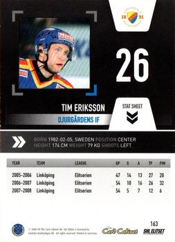 2008-09 SHL Elitset #163 Tim Eriksson Back