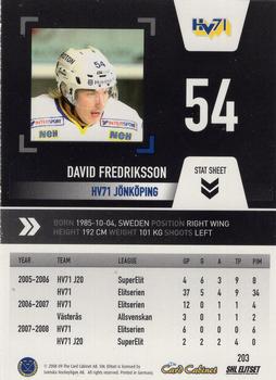 2008-09 SHL Elitset #203 David Fredriksson Back