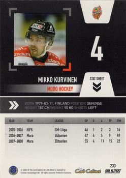 2008-09 SHL Elitset #233 Mikko Kurvinen Back