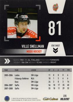 2008-09 SHL Elitset #235 Ville Snellman Back