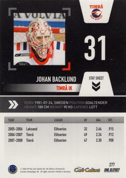 2008-09 SHL Elitset #277 Johan Backlund Back
