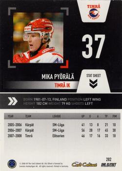 2008-09 SHL Elitset #282 Mika Pyorala Back