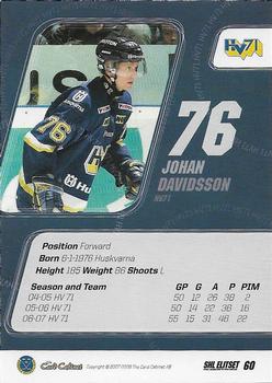 2007-08 SHL Elitset #60 Johan Davidsson Back