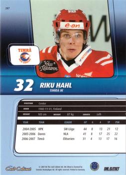 2007-08 SHL Elitset #287 Riku Hahl Back