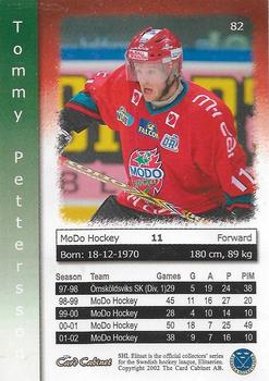 2002-03 Swedish SHL Elitset #82 Tommy Pettersson Back