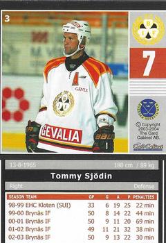 2003-04 SHL Elitset #3 Tommy Sjodin Back