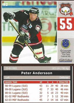 2003-04 SHL Elitset #92 Peter Andersson Back